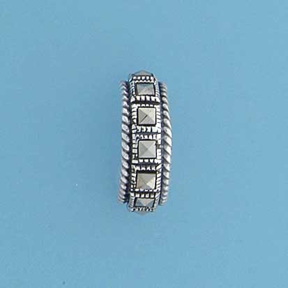 SPC SQUARE MARCASITE HALF HOOP STUDS