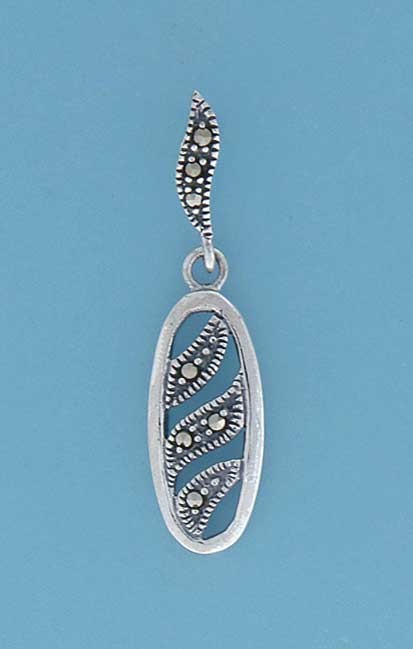 SPC MARCASITE WAVY CUTOUT OVAL DROPS