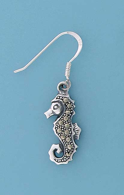 SPC MARCASITE SEAHORSE DROP EARRINGS