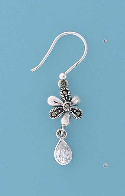 SPC MARC.FLOWER/CZ TEARDROP EARRING    =