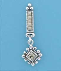SPC MARCASITE FANCY STUD WITH BAR DROP