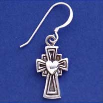 SPC FANCY CROSS DROPS WITH HEART EARRING