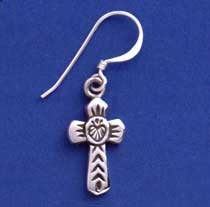 SPC FANCY PATTERNED CROSS DROP EARRINGS