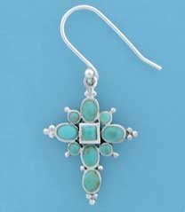 SPC 22x18mm FANCY TURQUOISE CROSS DROPS=