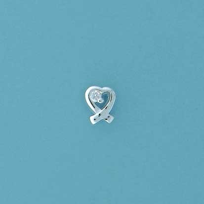 SPC CZ SET 5mm CROSSOVER HEART STUDS   =