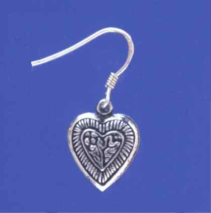 SPC 12mm EMBOSSED HEART DROP EARRINGS  =