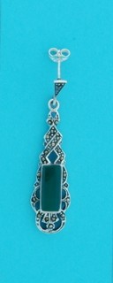 SPC GREEN AGATE/MARCASITE FANCY DROPS  -