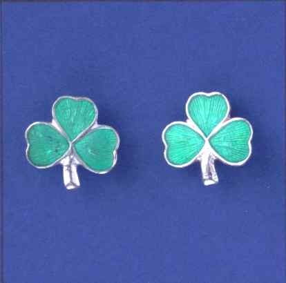 SPC 12mm GREEN ENAMEL SHAMROCK STUDS   =