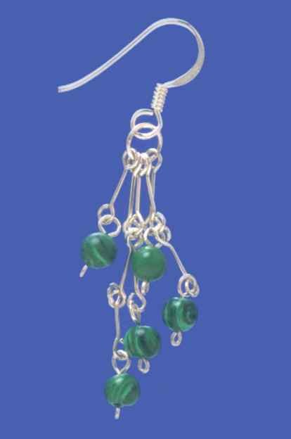 SPC MALACHITE BEADS DROP EARRING       -