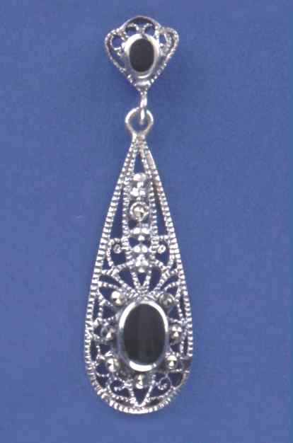 SPC ONYX/MARCASITE FANCY DROPS         =