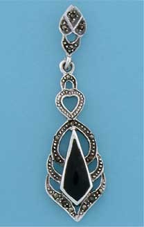 SPC TEARDROP ONYX/MARC.DROP EARRING    =
