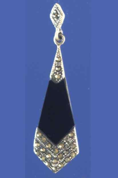 SPC ONYX/MARCASITE TIE SHAPE DROPS     -