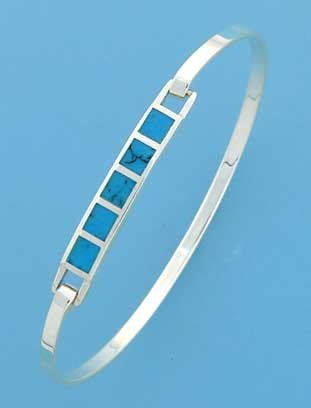 SPC 6mm WIDE TURQ INLAYED CLIP BANGLE  =