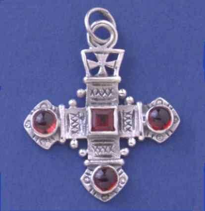 SPC GARNET FANCY CROSS PENDANT