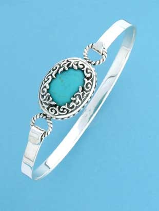 SPC FILIGREE OVAL TURQ CLIP BANGLE     =