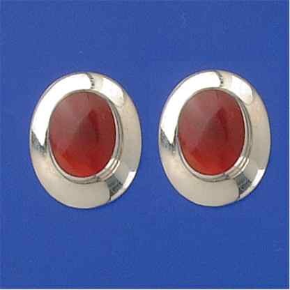 SPC 10x8mm CORNELIAN OVAL STUDS