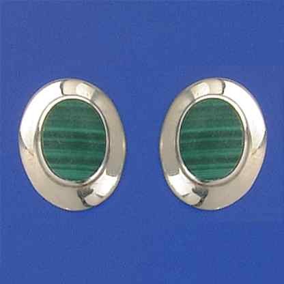 SPC 10x8mm OVAL MALACHITE STUDS