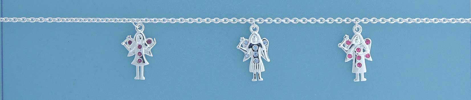 SPC 3 ANGELS CRYSTAL SET CHARM BRACELET