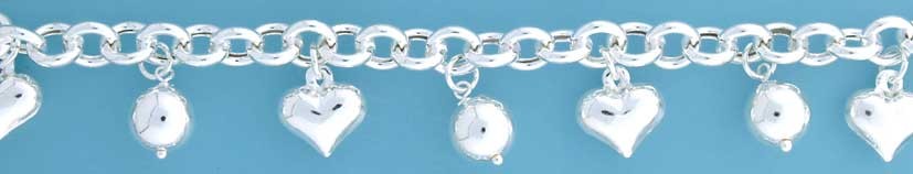 SPC 9mm CHAIN/HEARTS + BEADS CHARM BRAC