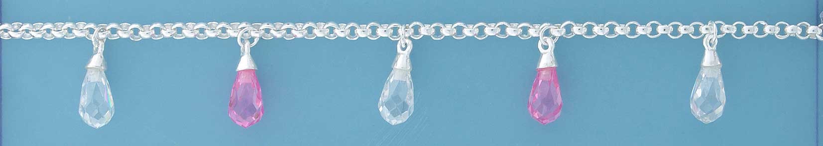 SPC PURPLE/WHITE TEARDROPS CHARM BRAC. =