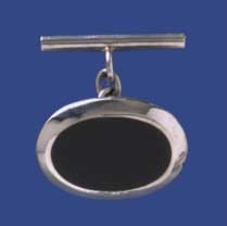 SPC OVAL ONYX CUFFLINKS                =