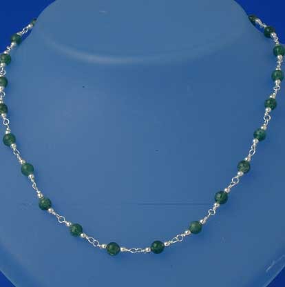 SPC 16in GREEN AGATE BEAD CHAIN        =