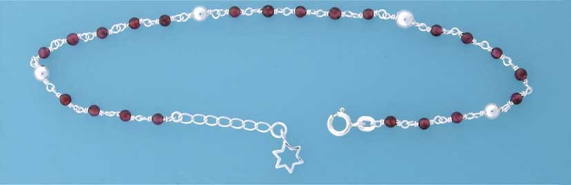 SPC GARNET BEAD ANKLET WITH STAR       =