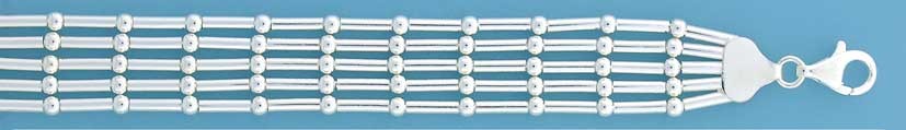 SPC 5 ROW BEAD+TUBE GRADUATED BRACELET =