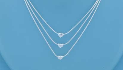 SPC 3ROW SNAKE CHAIN WITH SLIDING HEART=