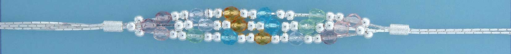 SPC 3 ROW MULTI-COLOUR CRYSTAL BEAD BRAC