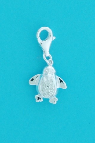 CHARM PENQUIN CZ WITH LOBSTER CLAW