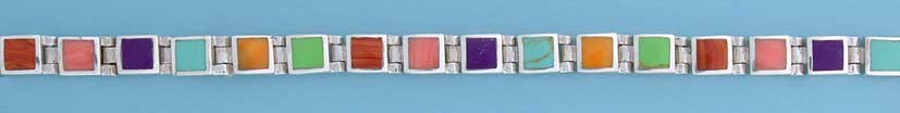 SPC SQUARE MULTISTONE LINKED BRACELET