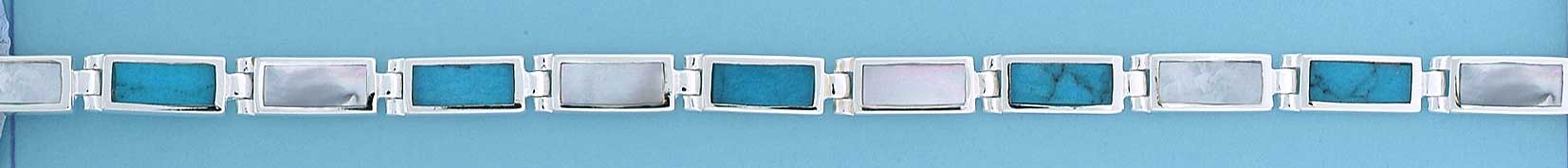 SPC SYN.TURQ/M.O.P RECT.LINKED BRACELET=