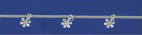 SPC CURB ANKLET WITH 6 CZ SET FLOWERS  =