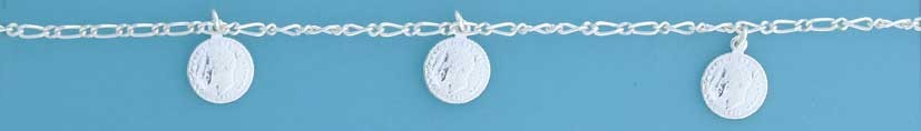 SPC 1+1 FIGARO ANKLET/HANGING COINS    =