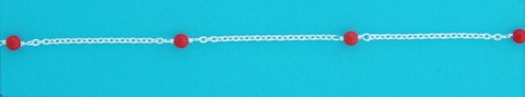 SPC RED BEADS TRACE CHAIN ANKLET       =