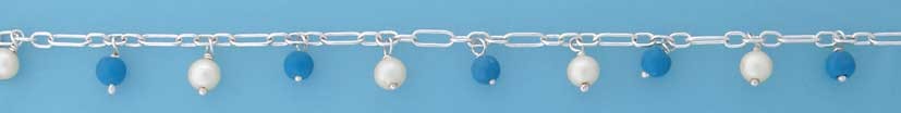 SPC TURQ BEADS/PEARLS ANKLET           =