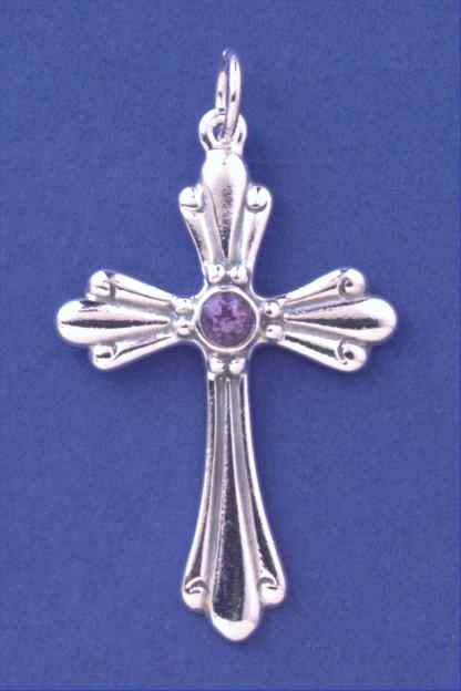 SPC 36x25mm AMETHYST FLUTED CROSS