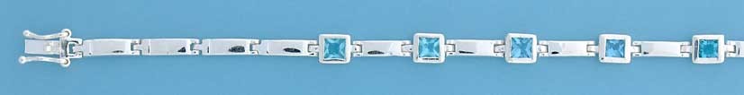 SPC SQ.BLUE STONE SET LINKED BRACELET  =