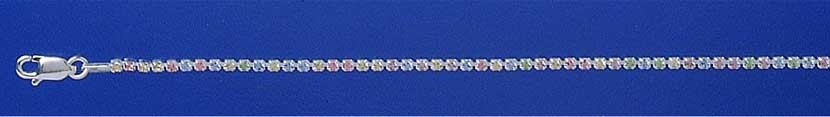 SPC 1.5mm COLOURED CRYSTAL TENNIS BRAC.