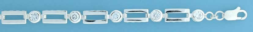 SPC CZS OPEN RECTANGLES LINKED BRACELET=