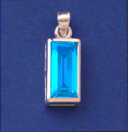 SPC 15x8 BLUE STONE RECTANGULAR PENDANT