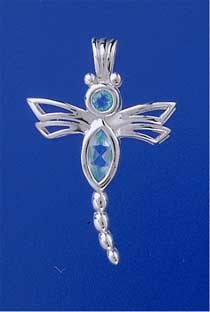 SPC  IMM BLUE TOPAZ DRAGONFLY PENDANT  =