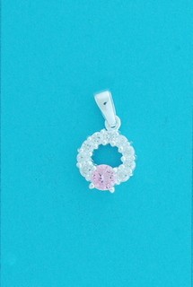 SPC 10mm CIRCULAR PINK+WHITE CZ PENDANT