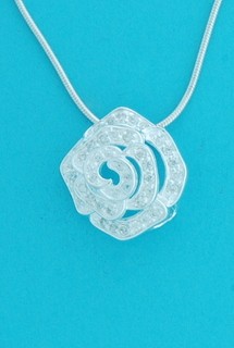 SPC CZ SET ROSE SLIDE THRU PENDANT