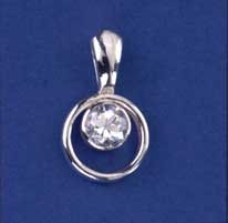 SPC 7mm ROUND CZ IN 13mm CIRCLE PENDANT