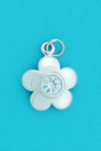 SPC 7mm ROUND CZ DOMED FLOWER PENDANT  =