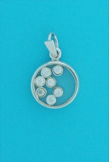 SPC 7 CZ'S IN GLASS SEE/THROUGH PENDANT-