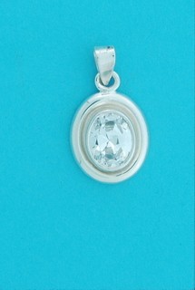SPC 10x8mm POLISHED RIM OVAL CZ PENDANT