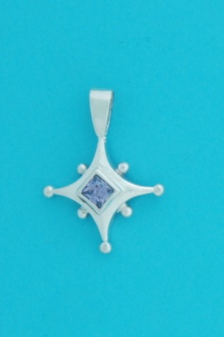 SPC STAR WITH BEADS PURPLE CZ PENDANT  -